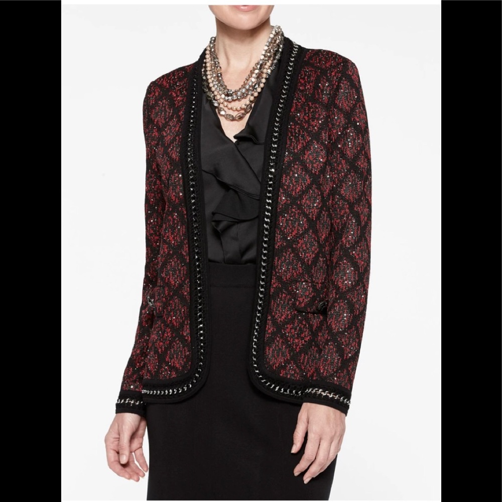 Misook Red with Silver Metal Detail Sz XS Jacket